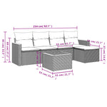 HKH 6 Pcs Conjunto Sofás de Jardim C/ Almofadões Vime Pe - Preto