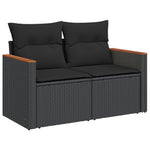 HKH 4 Pcs Conjunto de Sofás para Jardim C/ Almofadões Vime Pe - Preto