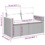 HKH 4 Pcs Conjunto de Sofás para Jardim C/ Almofadões Vime Pe - Bege
