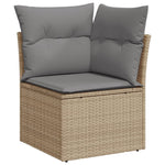 HKH 4 Pcs Conj. Sofás Jardim C/ Almofadões Vime Pe Misturado - Bege
