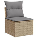 HKH 4 Pcs Conj. Sofás Jardim C/ Almofadões Vime Pe Misturado - Bege