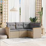 HKH 4 Pcs Conj. Sofás Jardim C/ Almofadões Vime Pe Misturado - Bege