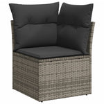 HKH 4 Pcs Conjunto Sofás de Jardim C/ Almofadões Vime Pe - Cinzento