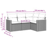 HKH 4 Pcs Conjunto Sofás de Jardim C/ Almofadões Vime Pe - Cinzento