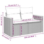 HKH 4 Pcs Conjunto Sofás de Jardim C/ Almofadões Vime Pe - Cinzento