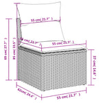 HKH 4 Pcs Conjunto Sofás de Jardim C/ Almofadões Vime Pe - Cinzento