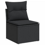 HKH 5 Pcs Conjunto Sofás de Jardim com Almofadões Vime Pe - Preto