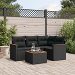 HKH 5 Pcs Conjunto Sofás de Jardim com Almofadões Vime Pe - Preto