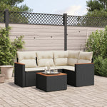 HKH 5 Pcs Conjunto Sofás de Jardim com Almofadões Vime Pe - Preto