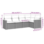 HKH 5 Pcs Conjunto Sofás de Jardim com Almofadões Vime Pe - Preto