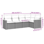 HKH 5 Pcs Conjunto Sofás de Jardim C/ Almofadões Vime Pe - Cinzento