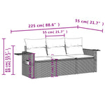 HKH 3 Pcs Conjunto Sofás de Jardim C/ Almofadões Vime Pe - Cinzento