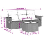 HKH 4 Pcs Conjunto Sofás de Jardim C/ Almofadões Vime Pe - Cinzento