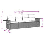 HKH 4 Pcs Conjunto de Sofás para Jardim C/ Almofadões Vime Pe - Preto