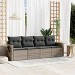 HKH 4 Pcs Conjunto Sofás de Jardim C/ Almofadões Vime Pe - Cinzento