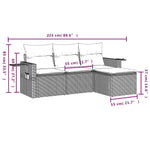 HKH 4 Pcs Conjunto Sofás de Jardim C/ Almofadões Vime Pe - Cinzento