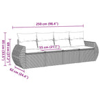 HKH 4 Pcs Conjunto de Sofás para Jardim C/ Almofadões Vime Pe - Preto