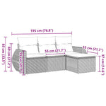 HKH 4 Pcs Conjunto de Sofás para Jardim C/ Almofadões Vime Pe - Preto