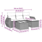 HKH 5 Pcs Conjunto Sofás de Jardim com Almofadões Vime Pe - Preto