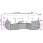 HKH 4 Pcs Conjunto de Sofás para Jardim C/ Almofadões Vime Pe - Preto