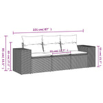 HKH 3 Pcs Conjunto Sofás de Jardim com Almofadões Vime Pe - Preto