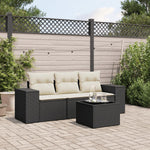 HKH 4 Pcs Conjunto de Sofás para Jardim C/ Almofadões Vime Pe - Preto