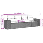 HKH 4 Pcs Conjunto Lounge de Jardim C/ Almofadões Vime Pe - Preto