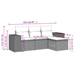 HKH 4 Pcs Conjunto de Sofás para Jardim C/ Almofadões Vime Pe - Preto