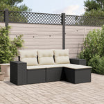 HKH 4 Pcs Conjunto de Sofás para Jardim C/ Almofadões Vime Pe - Preto