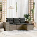 HKH 4 Pcs Conjunto Sofás de Jardim C/ Almofadões Vime Pe - Cinzento