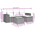 HKH 5 Pcs Conjunto Sofás de Jardim C/ Almofadões Vime Pe - Cinzento