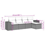 HKH 5 Pcs Conjunto Sofás de Jardim com Almofadões Vime Pe - Preto