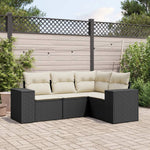 HKH 4 Pcs Conjunto de Sofás para Jardim C/ Almofadões Vime Pe - Preto