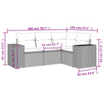 HKH 4 Pcs Conjunto Sofás de Jardim C/ Almofadões Vime Pe - Cinzento