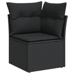 HKH 4 Pcs Conjunto de Sofás para Jardim C/ Almofadões Vime Pe - Preto