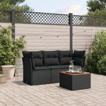 HKH 4 Pcs Conjunto de Sofás para Jardim C/ Almofadões Vime Pe - Preto