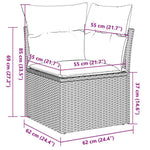 HKH 4 Pcs Conjunto de Sofás para Jardim C/ Almofadões Vime Pe - Preto