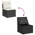 HKH 4 Pcs Conjunto de Sofás para Jardim C/ Almofadões Vime Pe - Preto