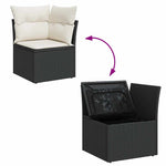 HKH 4 Pcs Conjunto de Sofás para Jardim C/ Almofadões Vime Pe - Preto