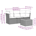 HKH 4 Pcs Conjunto de Sofás para Jardim C/ Almofadões Vime Pe - Preto