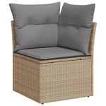 HKH 4 Pcs Conj. Sofás Jardim C/ Almofadões Vime Pe Misturado - Bege