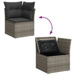 HKH 4 Pcs Conjunto Sofás de Jardim C/ Almofadões Vime Pe - Cinzento