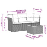 HKH 4 Pcs Conjunto Sofás de Jardim C/ Almofadões Vime Pe - Cinzento
