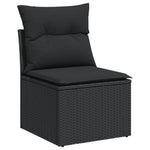 HKH 5 Pcs Conjunto Sofás de Jardim com Almofadões Vime Pe - Preto