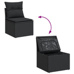 HKH 5 Pcs Conjunto Sofás de Jardim com Almofadões Vime Pe - Preto