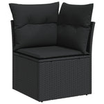 HKH 5 Pcs Conjunto Sofás de Jardim com Almofadões Vime Pe - Preto