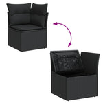 HKH 5 Pcs Conjunto Sofás de Jardim com Almofadões Vime Pe - Preto
