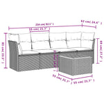 HKH 5 Pcs Conjunto Sofás de Jardim com Almofadões Vime Pe - Preto