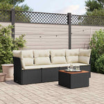 HKH 5 Pcs Conjunto Sofás de Jardim com Almofadões Vime Pe - Preto