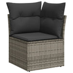 HKH 5 Pcs Conjunto Sofás de Jardim C/ Almofadões Vime Pe - Cinzento